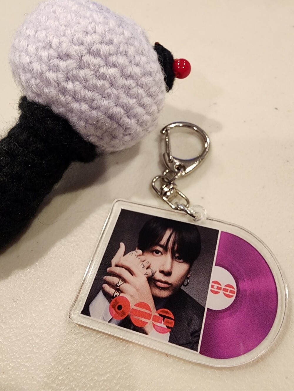 BTS Jungkook acrylic vinyl-style keychain bag charm